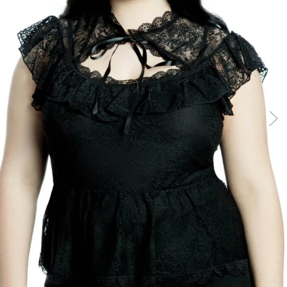 Killstar Tops - Killstar Plus Size Cassandra Black Lace Goth Top 3XL NWT